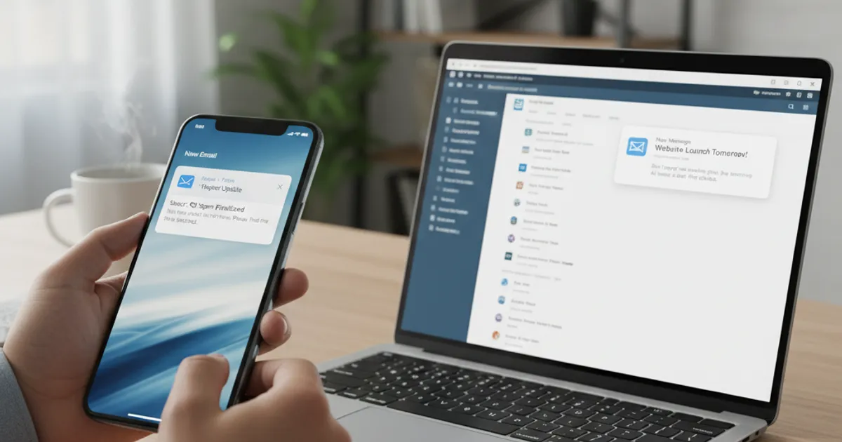 Person looking at email notification on phone