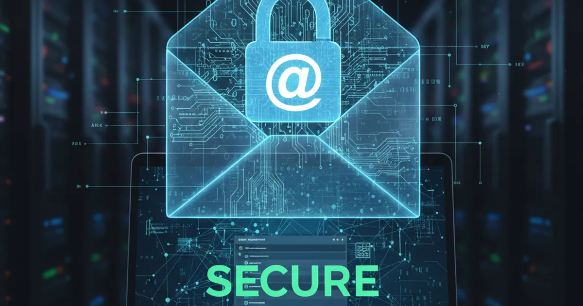 A laptop screen showing email notifications with a warning symbol overlay