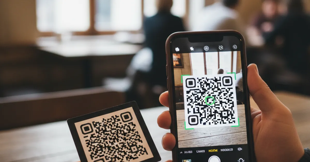Person scanning a QR code with their smartphone camera
