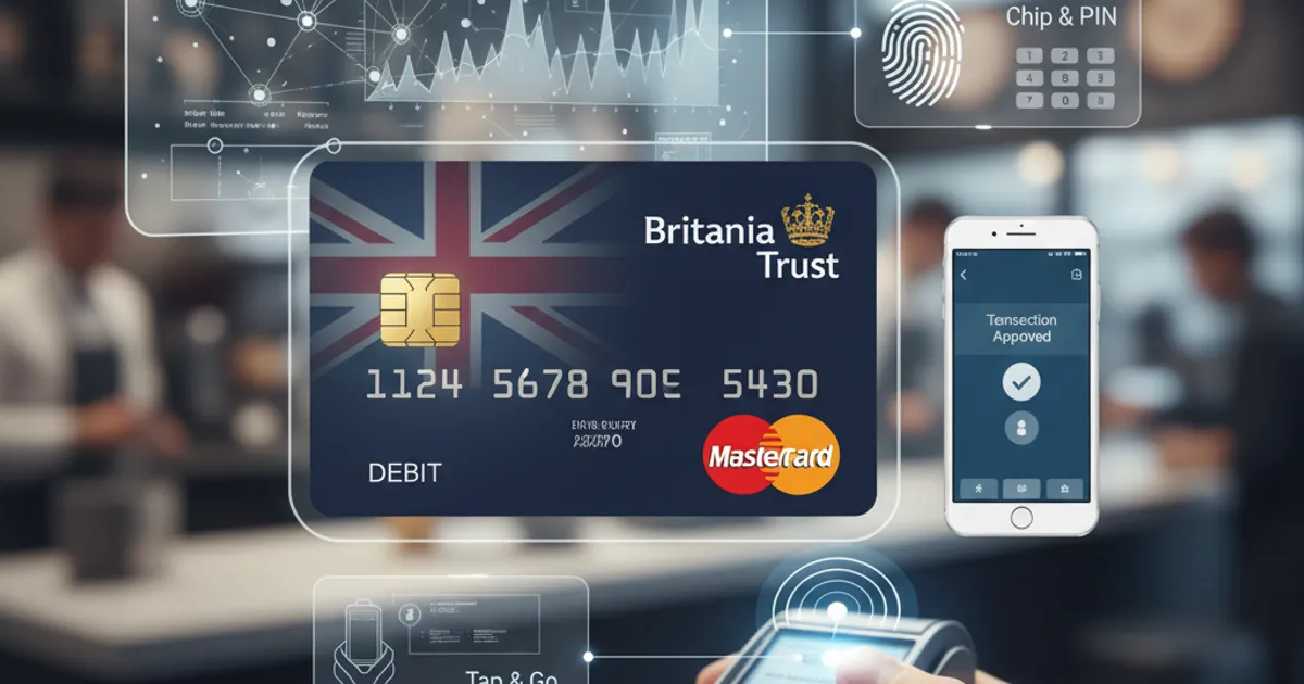 Close-up of a UK bank card next to a smartphone showing a banking notification