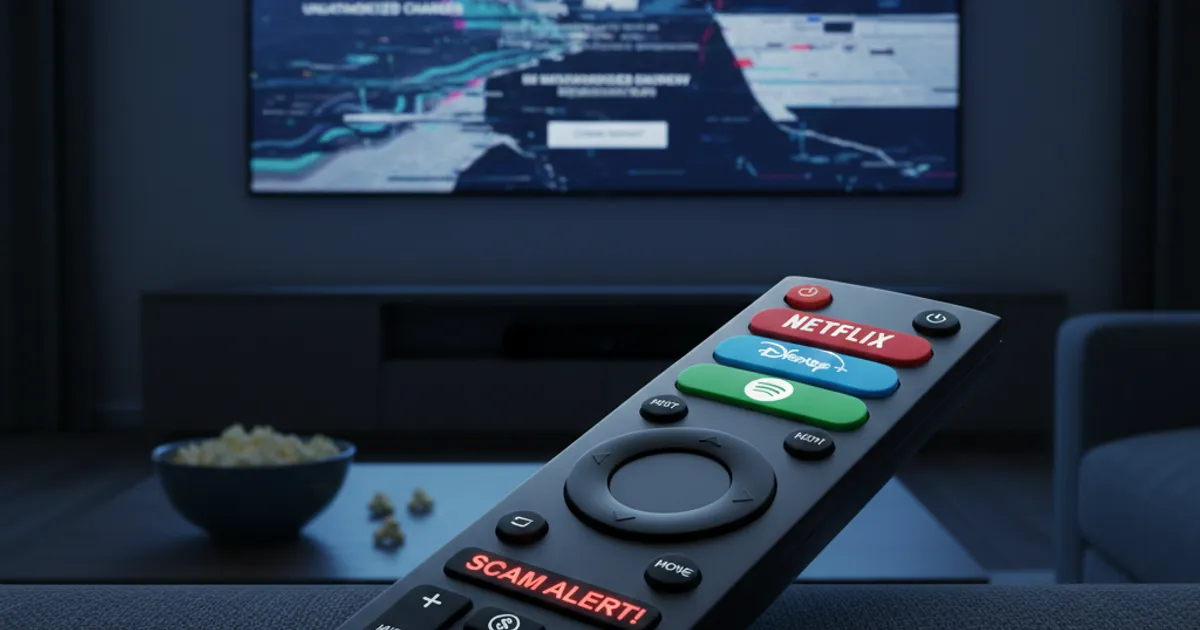 A hand holding a TV remote control pointed at a screen showing streaming service options