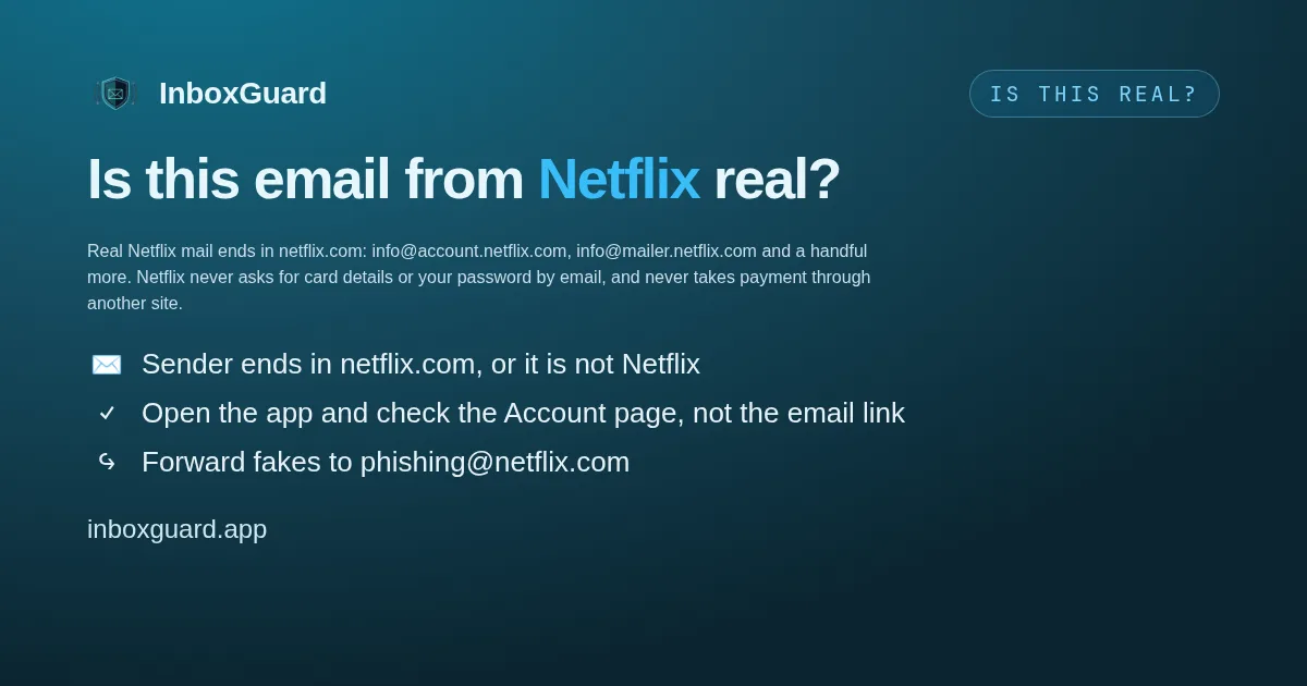 Is info@account.netflix.com real? Netflix sender check | InboxGuard